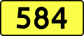 English: Sign of DW 584 with oficial font Drogowskaz and adequate dimensions.