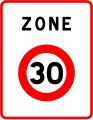 Zone 30 entry in France with 30 km/h speed limit