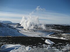 The lake behind the crater row of Jarðbaðshólar