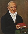 Image 18Alessandro Volta with the first electrical battery. Volta is recognized as an influential inventor. (from Invention)