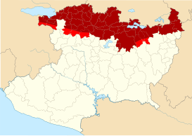      Mapa del Bajío en Michoacán con base en la definición geográfica.     Mapa del Bajío en Michoacán con base en la división política municipal.