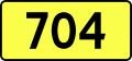 English: Sign of DW 704 with oficial font Drogowskaz and adequate dimensions.