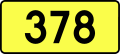 English: Sign of DW 378 with oficial font Drogowskaz and adequate dimensions.