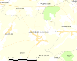 Mapa obce Campagne-lès-Boulonnais