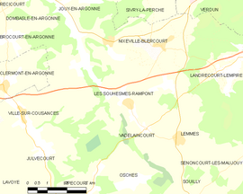 Mapa obce Les Souhesmes-Rampont