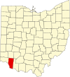 State map highlighting Clermont County