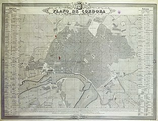 English: Córdoba map from 1851.