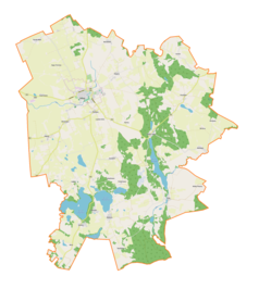 Mapa konturowa gminy Reszel, w centrum znajduje się punkt z opisem „Święta Lipka”