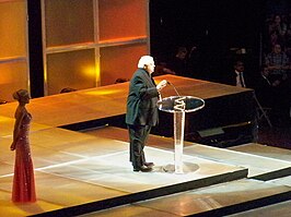 Dusty Rhodes tijdens de WWE Hall of Fame show in 2009