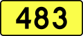 English: Sign of DW 483 with oficial font Drogowskaz and adequate dimensions.