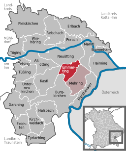 Läget för Emmerting i Landkreis Altötting