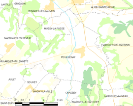 Mapa obce Pouillenay