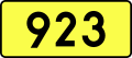 English: Sign of DW 923 with oficial font Drogowskaz and adequate dimensions.