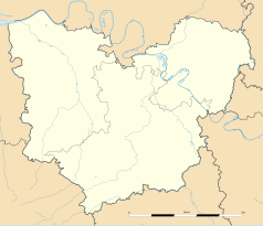 Mapa konturowa Eure, u góry nieco na prawo znajduje się punkt z opisem „Douville-sur-Andelle”