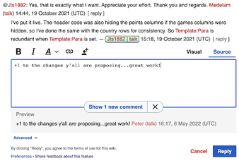 A screenshot showing the design of the new comment indicator that appears in the Reply Tool when someone publishes a comment while you are drafting a reply.