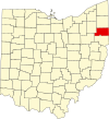 State map highlighting Mahoning County