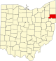 Localização do Map of Ohio highlighting Mahoning County