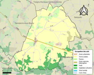 Carte en couleurs présentant l'occupation des sols.