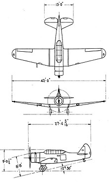 3-view line drawing of the North American BT-9