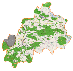 Mapa konturowa gminy Rudna, u góry znajduje się punkt z opisem „Skarpa Storczyków”