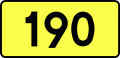 English: Sign of DW 190 with oficial font Drogowskaz and adequate dimensions.