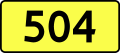 English: Sign of DW 504 with oficial font Drogowskaz and adequate dimensions.