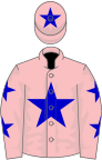 Pink, blue star, stars on sleeves and star on cap