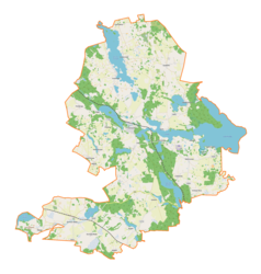 Mapa konturowa gminy Stare Juchy, blisko górnej krawiędzi znajduje się punkt z opisem „Dobra Wola”