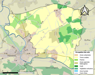 Carte en couleurs présentant l'occupation des sols.