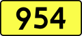 English: Sign of DW 954 with oficial font Drogowskaz and adequate dimensions.