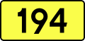 English: Sign of DW 194 with oficial font Drogowskaz and adequate dimensions.