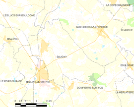 Mapa obce Saligny