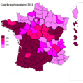 Résultats électoraux de la gauche parlementaire au premier tour par département.