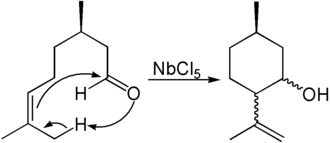 Verwendung von Niob(V)-chlorid zur Aktivierung eines Alkens in einer Carbonyl-En-Reaktion