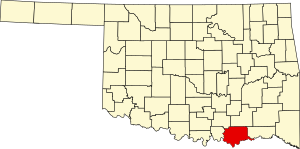 Map of Oklahoma highlighting Bryan County