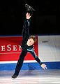 A male skater performing an arabesque spiral (Front view) (Shawn Sawyer)