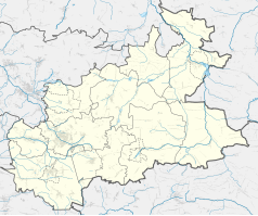 Mapa konturowa powiatu zawierciańskiego, po lewej nieco na dole znajduje się punkt z opisem „Kościół Najświętszej Maryi Panny Królowej Polski w Zawierciu”