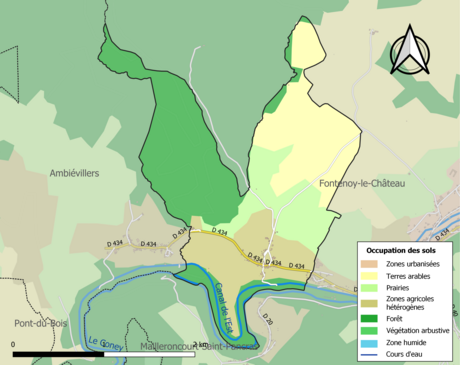 Carte en couleurs présentant l'occupation des sols.