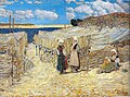 Childe Hassam : Bretonnes réparant les filets, Le Pouldu (1897, collection Josefowitz).