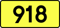 English: Sign of DW 918 with oficial font Drogowskaz and adequate dimensions.