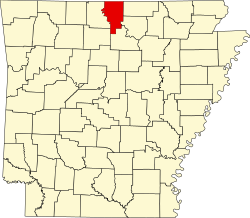 map of Arkansas highlighting Baxter County