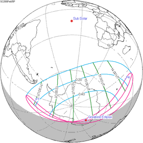 Carte de l'éclipse générale.