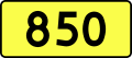 English: Sign of DW 850 with oficial font Drogowskaz and adequate dimensions.