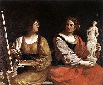 Guercino, Alegoría de la Pintura y la Escultura