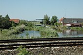 Hogebrug met de Dubbele Wiericke, gezien vanaf de spoorlijn Den Haag - Utrecht