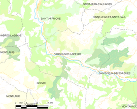 Mapa obce Versols-et-Lapeyre