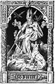 Odin, cos seus corvos (Hugin eMunin) e os seus lobos (Geri e Freki). Ilustración no libro "Walhall" de Felix e Therese Dahn (1888).