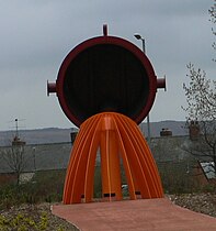 Ladle of Steel sculpture on the second to last roundabout before the A66 meets its eastern end