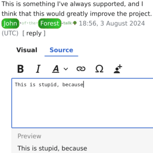 Screenshot of an open reply-tool posting box.