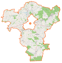 Mapa konturowa powiatu radomskiego, w centrum znajduje się punkt z opisem „Maliszów”